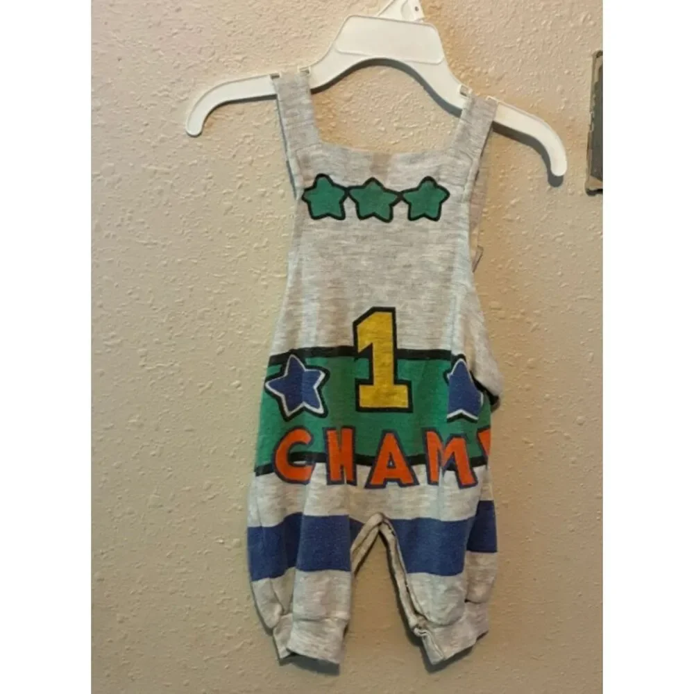Vintage Pro Ball Star Baby Overalls Romper 0-6 Months Basketball One Piece
